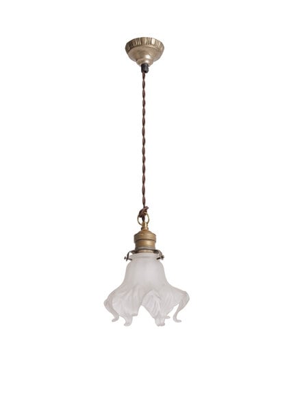 Frosted Glass Rose Pendant Light on Cord, 1930s