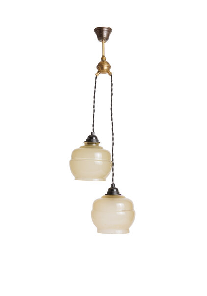 Unieke Jaren 40 Cascade Hanglamp met Glazen Kapjes