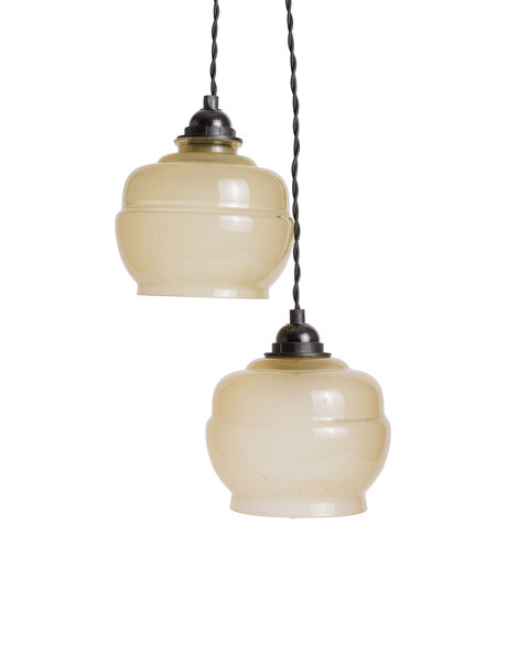 Vintage cascade pendant lamp 1940s brown glass