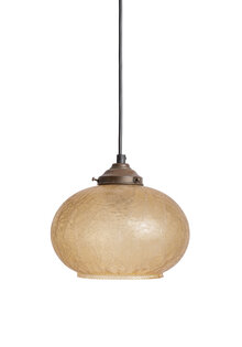 Vintage Bruin Krakelee Glazen Hanglamp aan Snoer