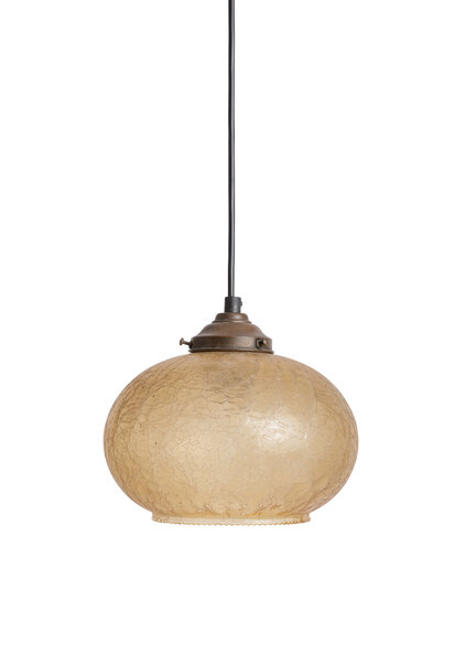 Vintage Bruin Krakelee Glazen Hanglamp aan Snoer
