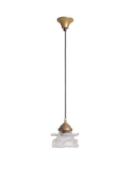Small Vintage Pendant Light with Frosted Glass Rose, 1940s