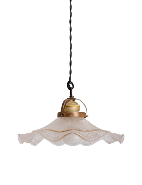 Industrial Clear Ruffled Glass Pendant Light