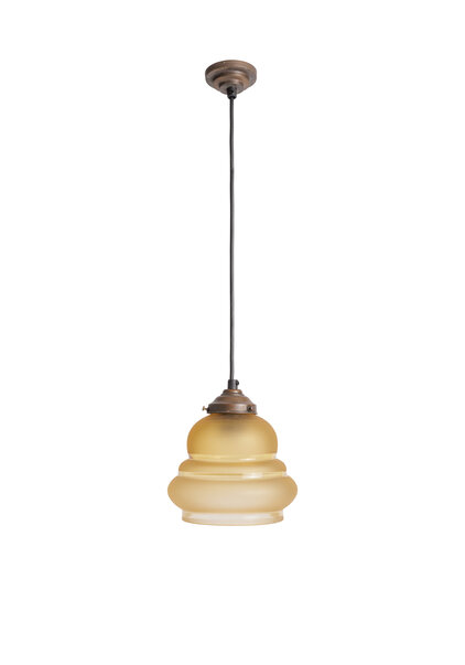 Kleine Vintage Hanglamp, Bruin Matglas Kapje