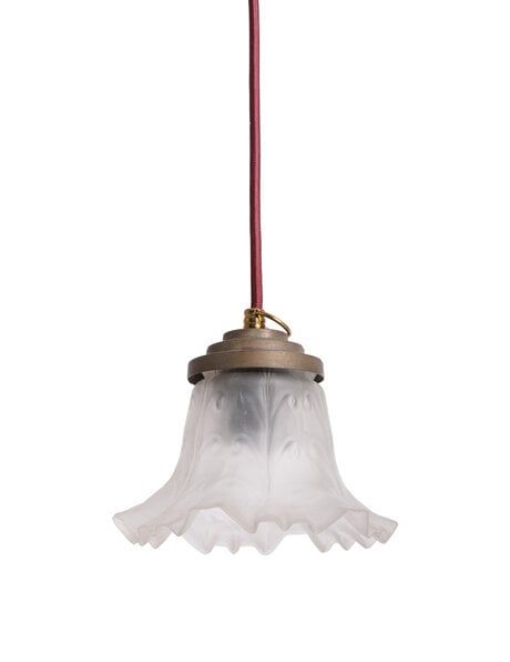 Vintage Sfeerlampje Rokkapje Matglas met Bordeaux Snoer