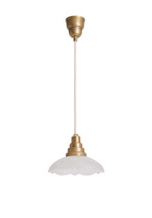 Vintage Hanglampje, Geslepen Matglas Schulpkapje