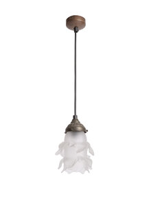 Small Brocante Pendant Lamp, Frosted Glass Rose on Cord