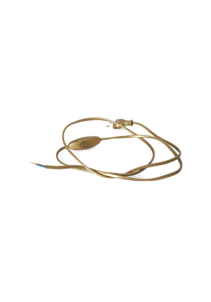 Lamp Wire, with Plug and Switch, Gold Coloured, 200 cm