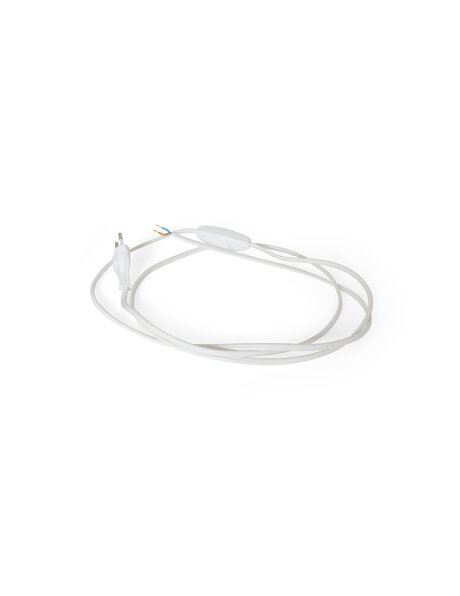 Wit lampsnoer met knippertje en stekker, 200 cm