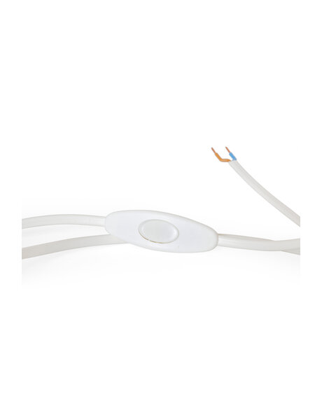 Wit lampsnoer met knippertje en stekker, 200 cm