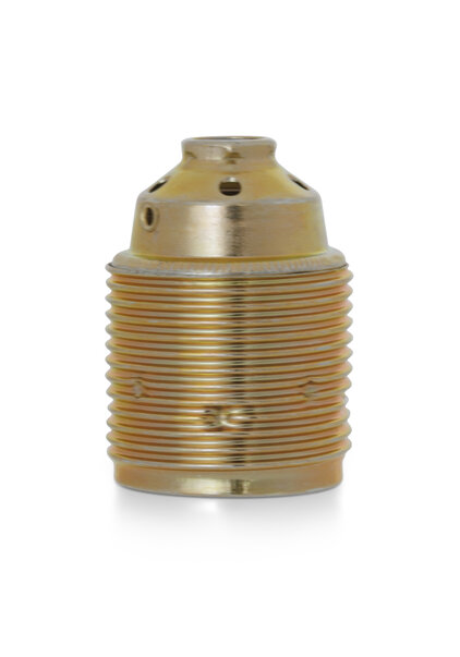 Gold Coated Lamp Socket, E27, Earth Connection, Outer-Thread