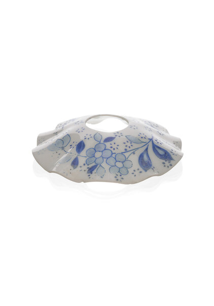 Opal Glass Bobeche Blue Floral Print