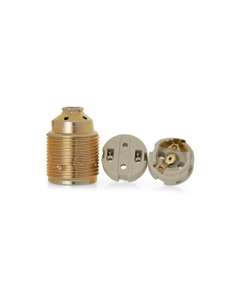 Lamp fitting, E27, brass colour, screw thread