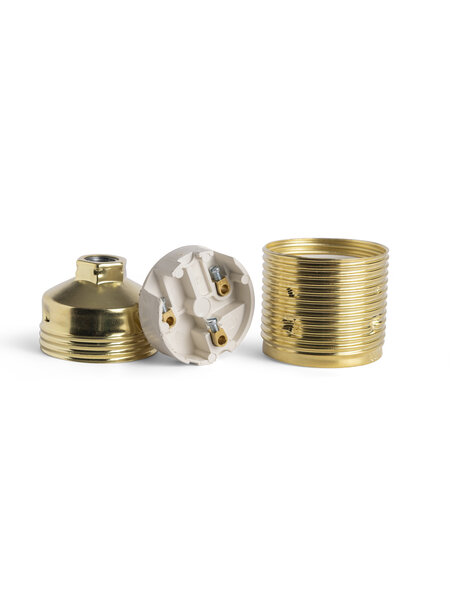Lamp fitting, E27, brass colored , grounded, screw thread