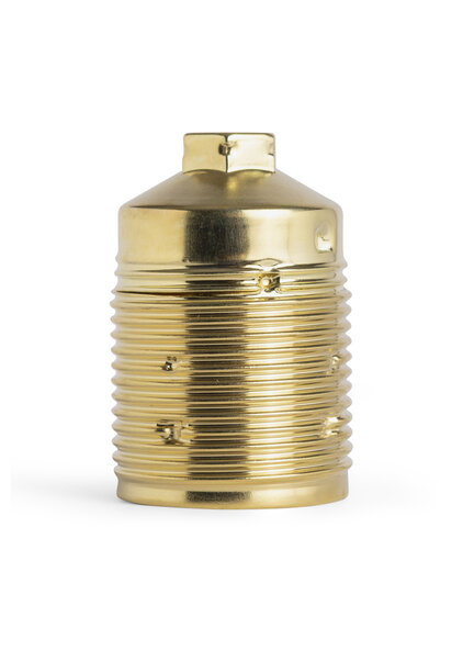 Gold Coated Lamp Socket, E27, Earth Connection, Outer-Thread