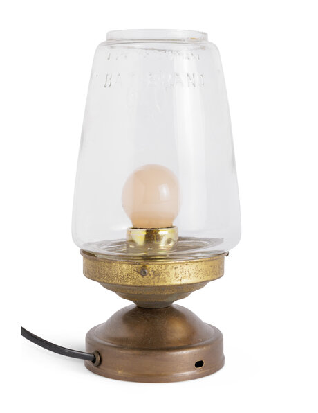 Table lamp copper with Bat Brand Germany glass