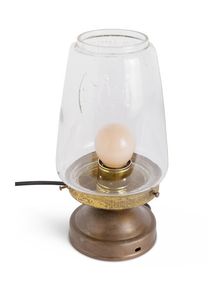 Table lamp copper with Bat Brand Germany glass
