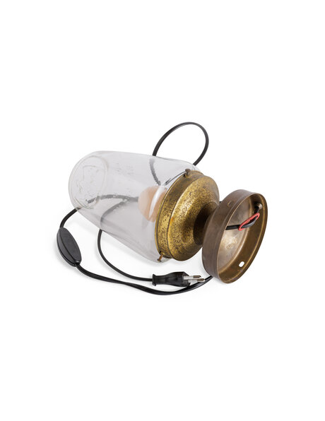 Table lamp copper with Bat Brand Germany glass