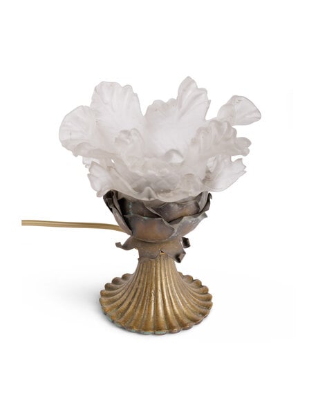 Brass lamp, frosted glass rose, ca. 1930