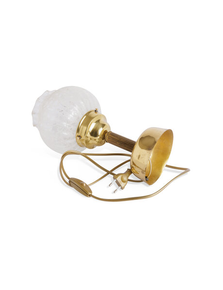 Table lamp copper textured clear glass 1950