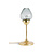 Goldish table lamp blu-ish bubble glass
