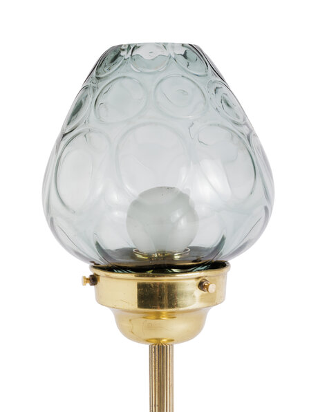 Goldish table lamp blu-ish bubble glass