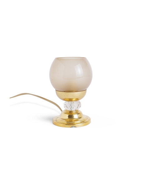Table lamp gold with smoked glass and bead
