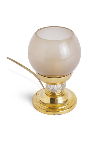 Table lamp gold with smoked glass and bead