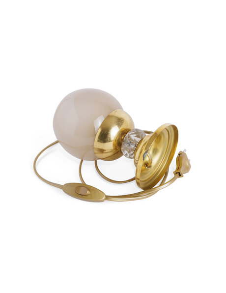 Table lamp gold with smoked glass and bead