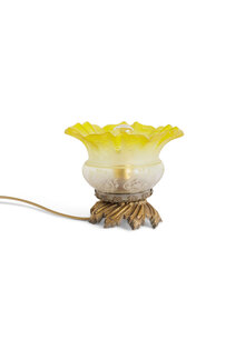 Small 1930s Mood Light With Yellow Frosted Glass