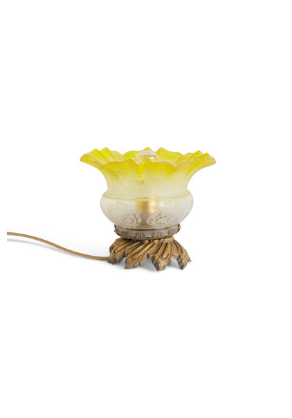 Small 1930s Mood Light With Yellow Frosted Glass