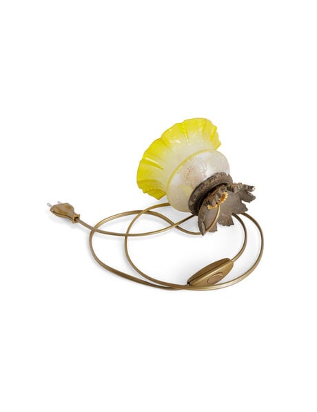 Copper tablelamp yellow-green glass 1930