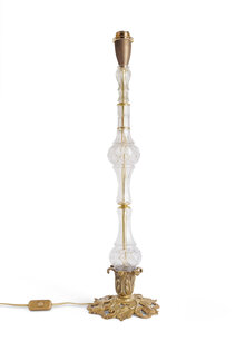 Large Vintage Table Lamp With Glass Vase Base, 1930s