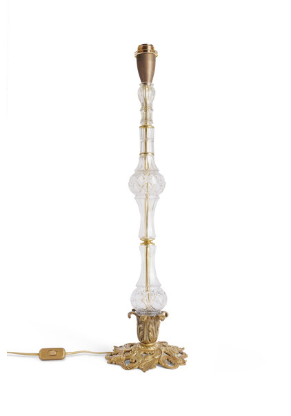 Large Vintage Table Lamp With Glass Vase Base, 1930s