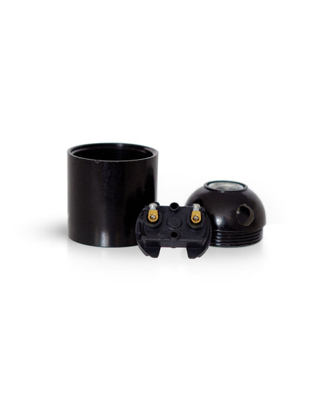E27 fitting, black plastic fitting with side-entry
