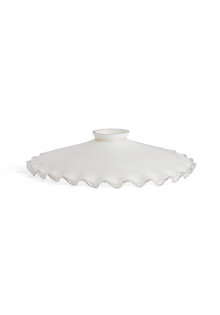 White glass shade, flat model, ribbed edge, 1930s