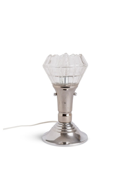 Industrial table lamp, clear glass, 1940s