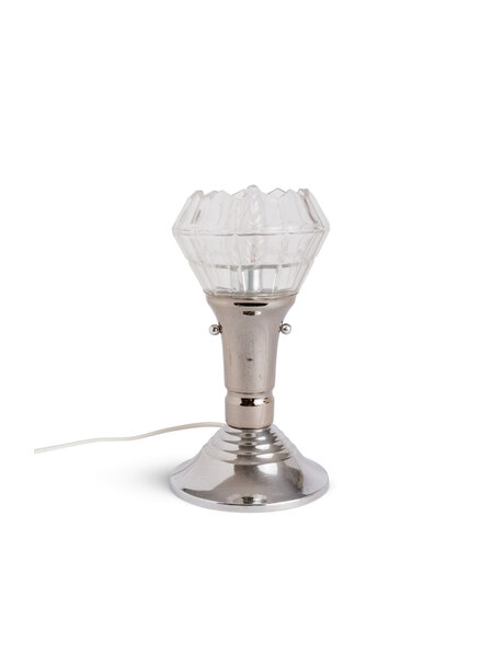 Tafellamp, chroom en helder glas