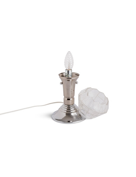 Tafellamp, chroom en helder glas