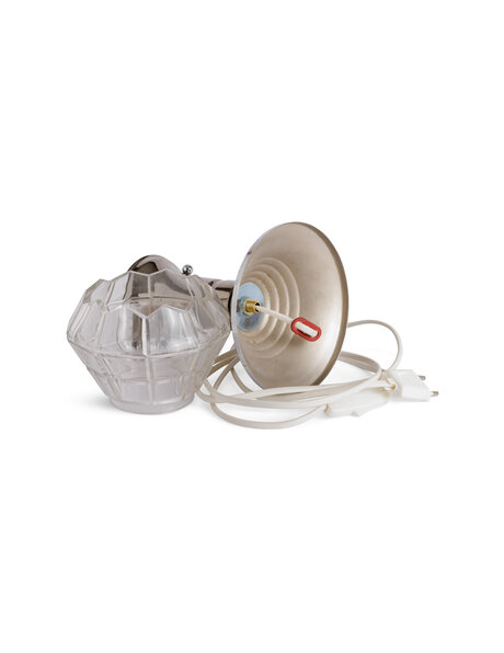 Table lamp, chrome and clear glass
