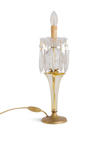Klassieke Tafellamp, Kristal en Messing, Jaren 40-50