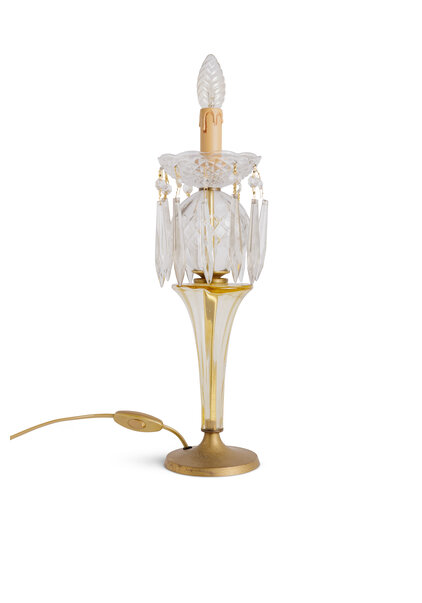 Klassieke Tafellamp, Kristal en Messing, Jaren 40-50