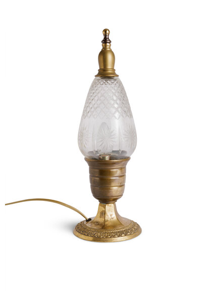 Table Lamp Cut Glass, Brass Base