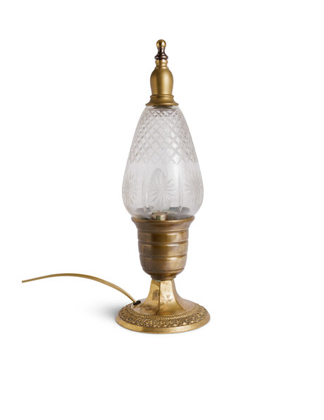 Klassieke tafellamp eivormig geslepen glas
