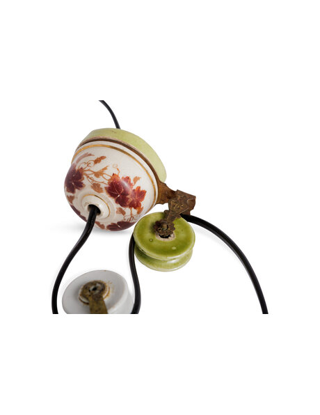 Classic porcelain pulley system with decorated counterweight 1930