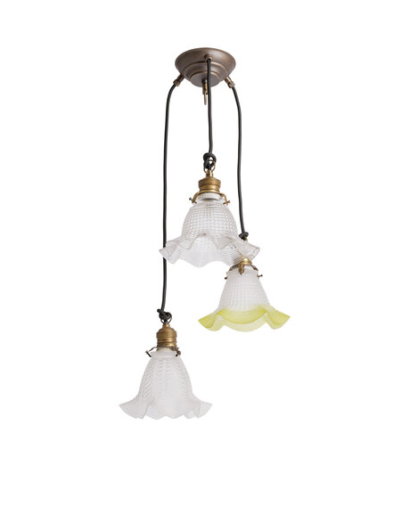 Vintage cascade pendant lamp 1940s matt glass
