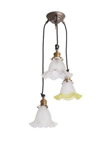 Unieke Jaren 40 Cascade Hanglamp met Glazen Kapjes