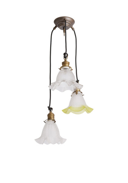 Unique 1940s Cascade Pendant Lamp with Different Shades