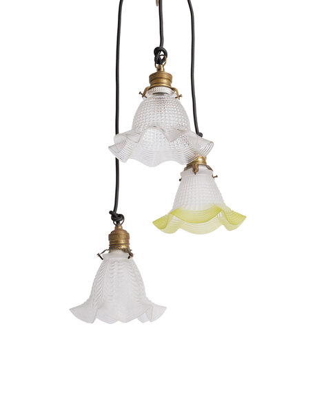 Vintage cascade hanglamp jaren 40 mat glas
