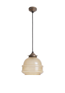 Kleine Vintage Hanglamp, Bruin Glas Kapje